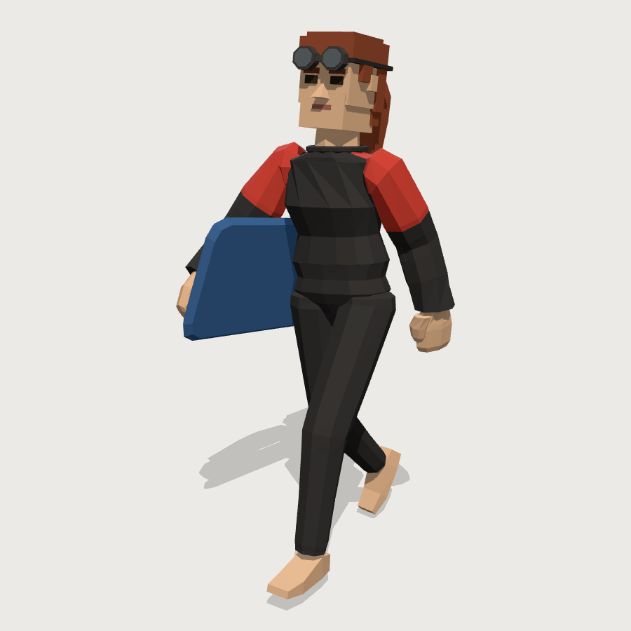Swimmer in a Wetsuit low-poly 3D model