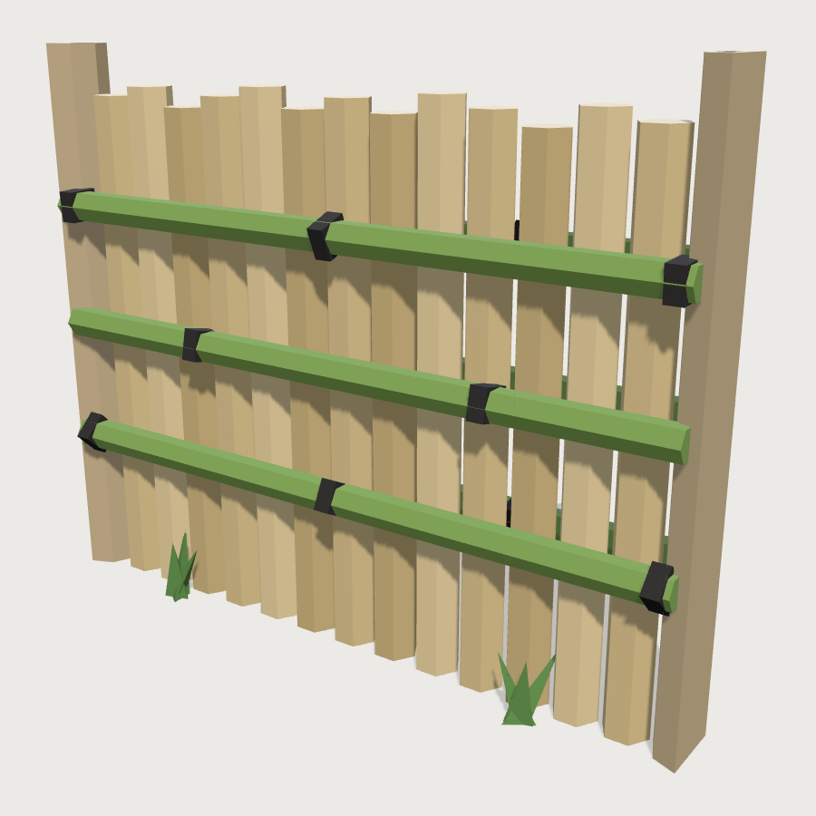 Takegaki Bamboo Fence low-poly 3D model
