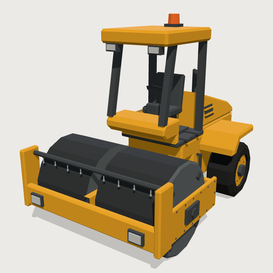 Tandem Road Roller low-poly 3D model