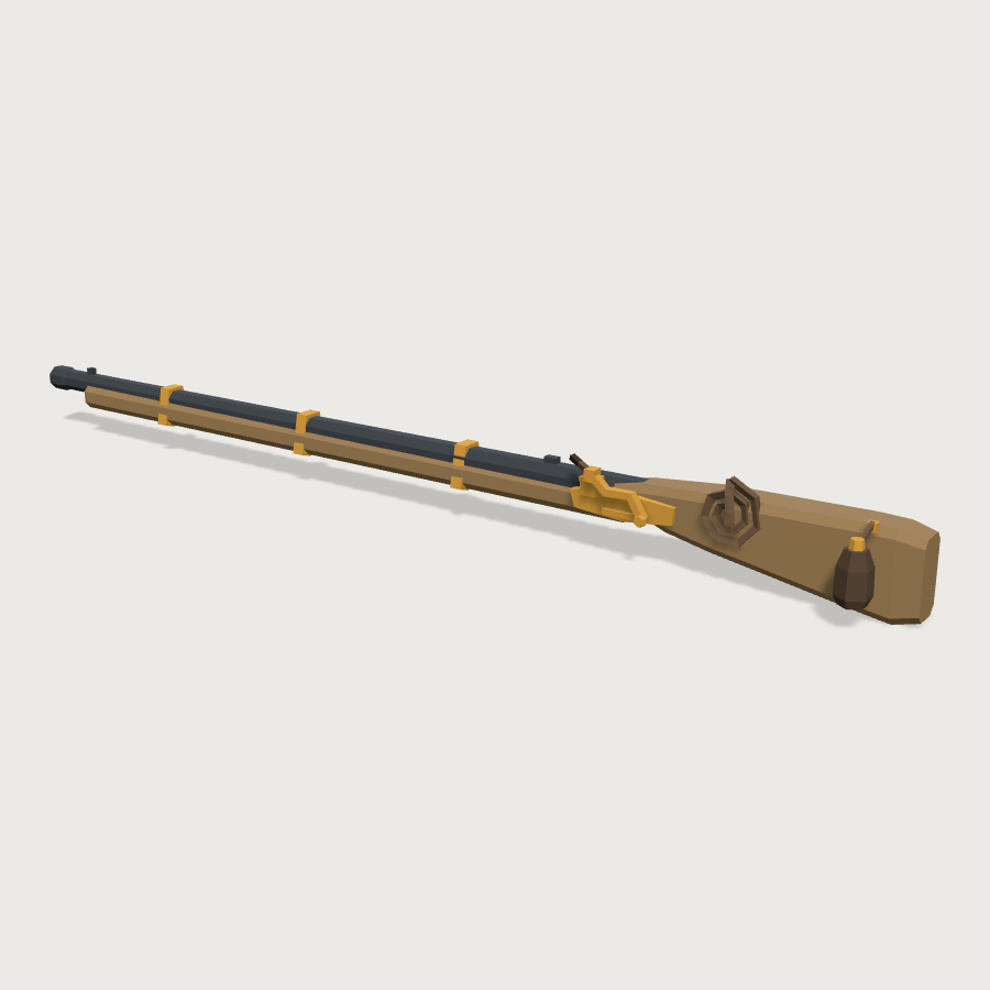 Tanegashima Matchlock low-poly 3D model