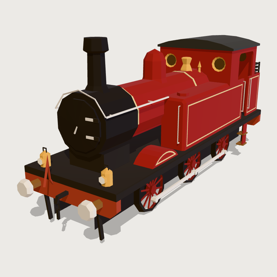 Tank Steam Locomotive low-poly 3D model