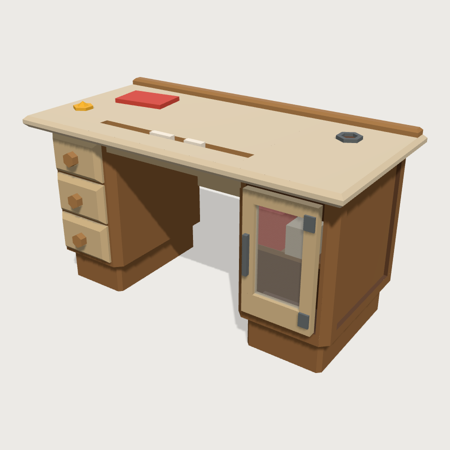 Teacher's Desk low-poly 3D model