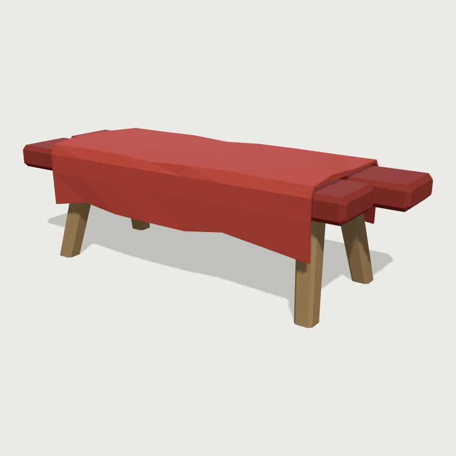 Teahouse Bench low-poly 3D model