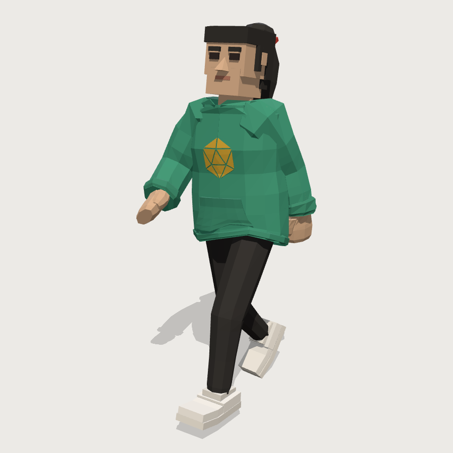 Teen Player low-poly 3D model