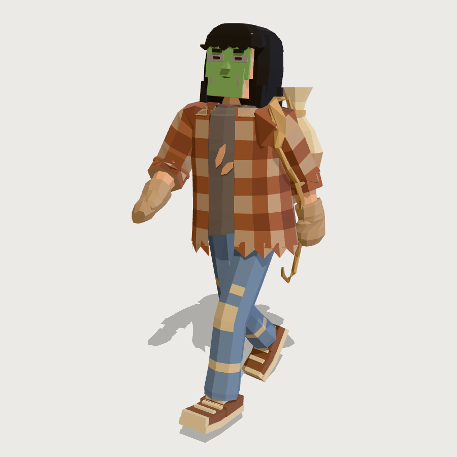 Teen Zombie low-poly 3D model