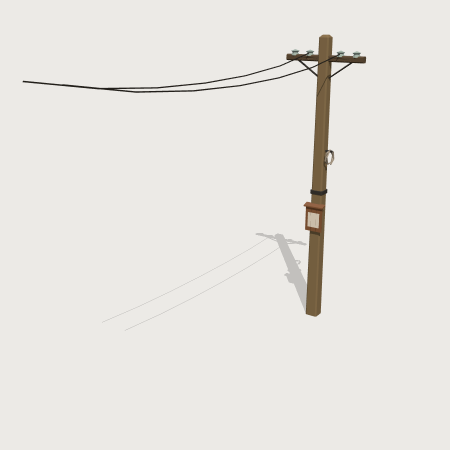 Telegraph Pole Line low-poly 3D model