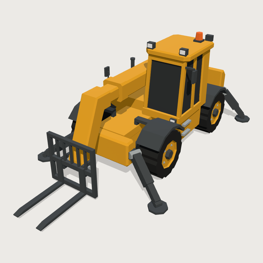 Telehandler low-poly 3D model