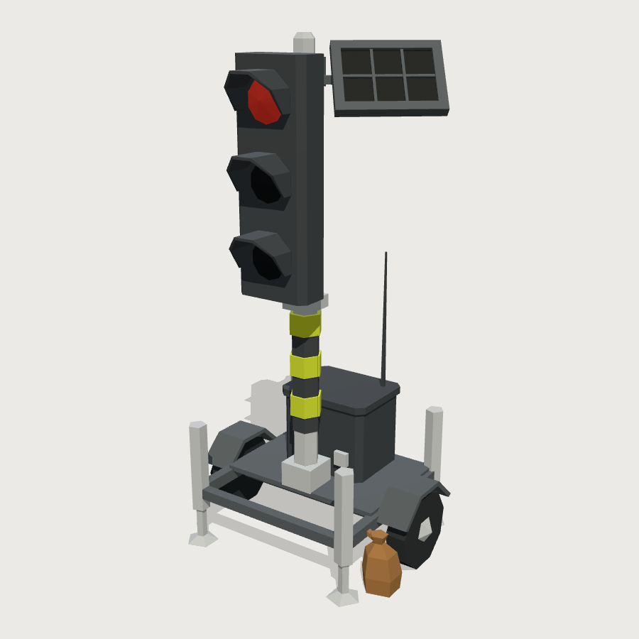 Temporary Traffic Light low-poly 3D model