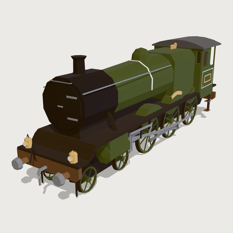 Tender Steam Locomotive low-poly 3D model