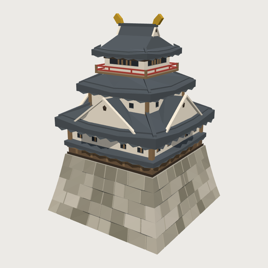 Tenshu Keep low-poly 3D model