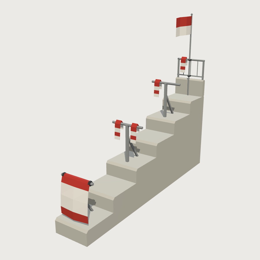 Terrace Step Run low-poly 3D model