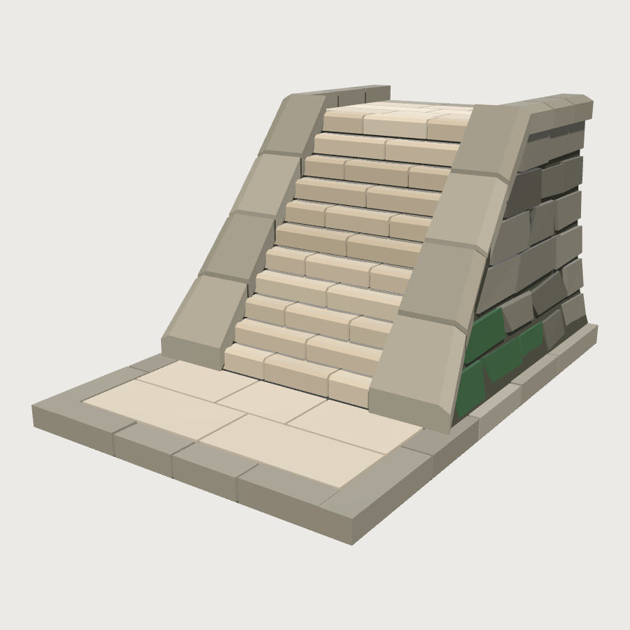 Terrace Stone Stair low-poly 3D model