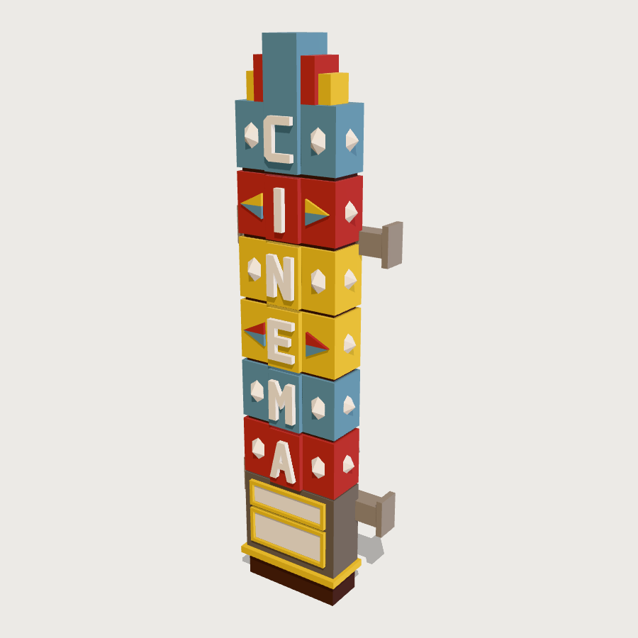 Theatre Vertical Sign low-poly 3D model
