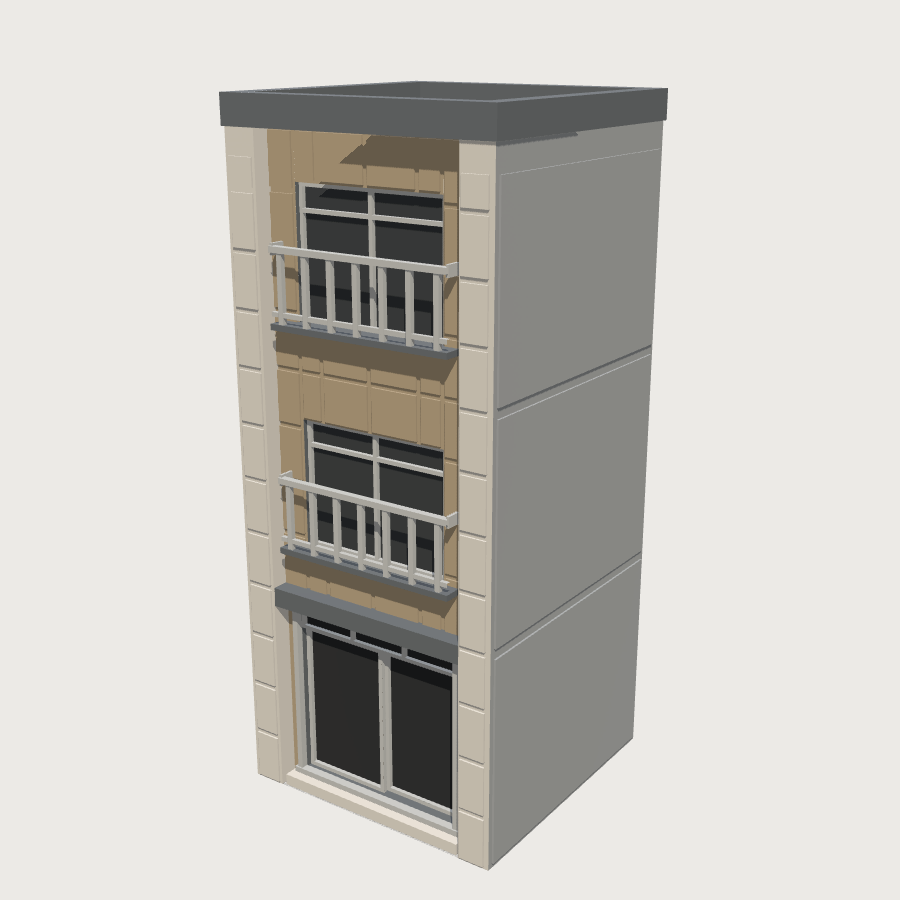 Three-Storey Shophouse low-poly 3D model