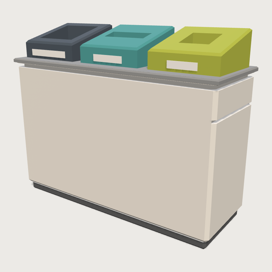 Three-Stream Recycling Station low-poly 3D model