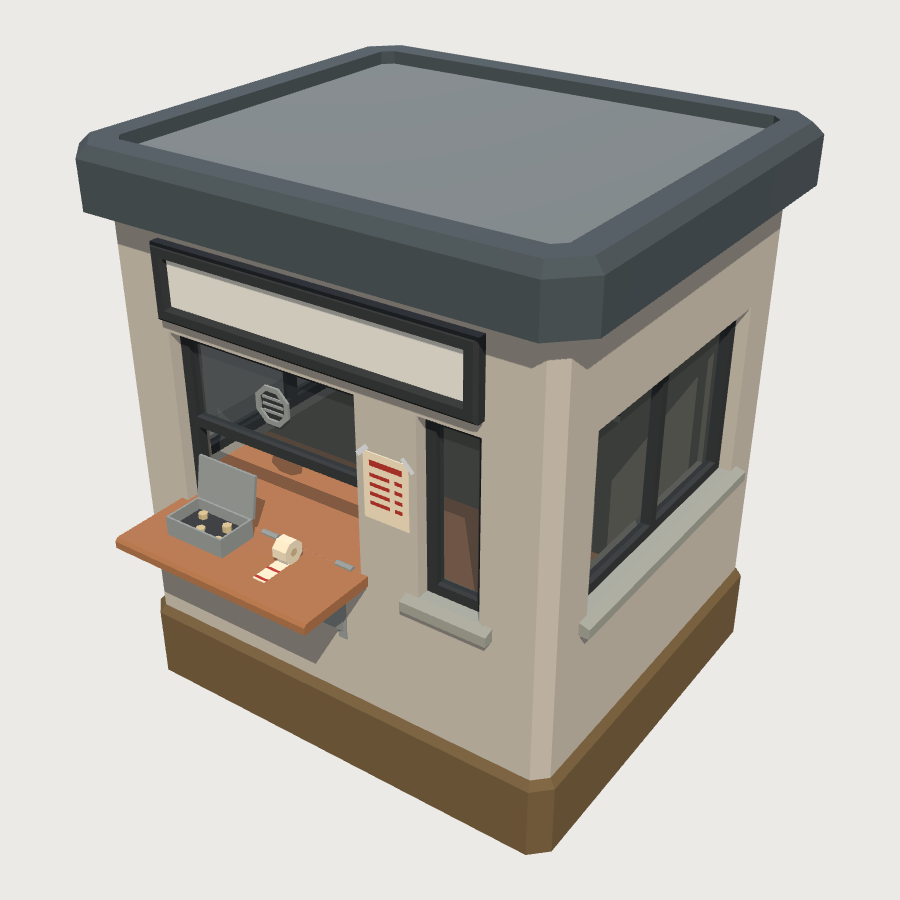 Ticket Booth low-poly 3D model