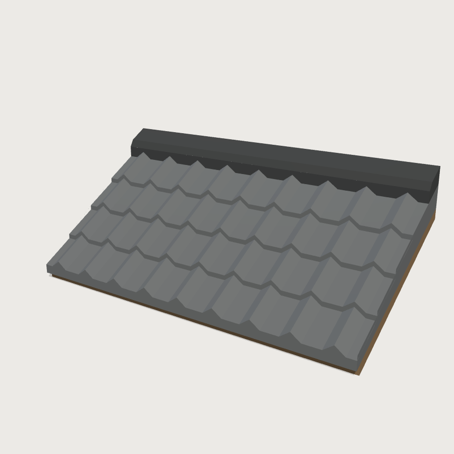 Tiled Roof Section low-poly 3D model