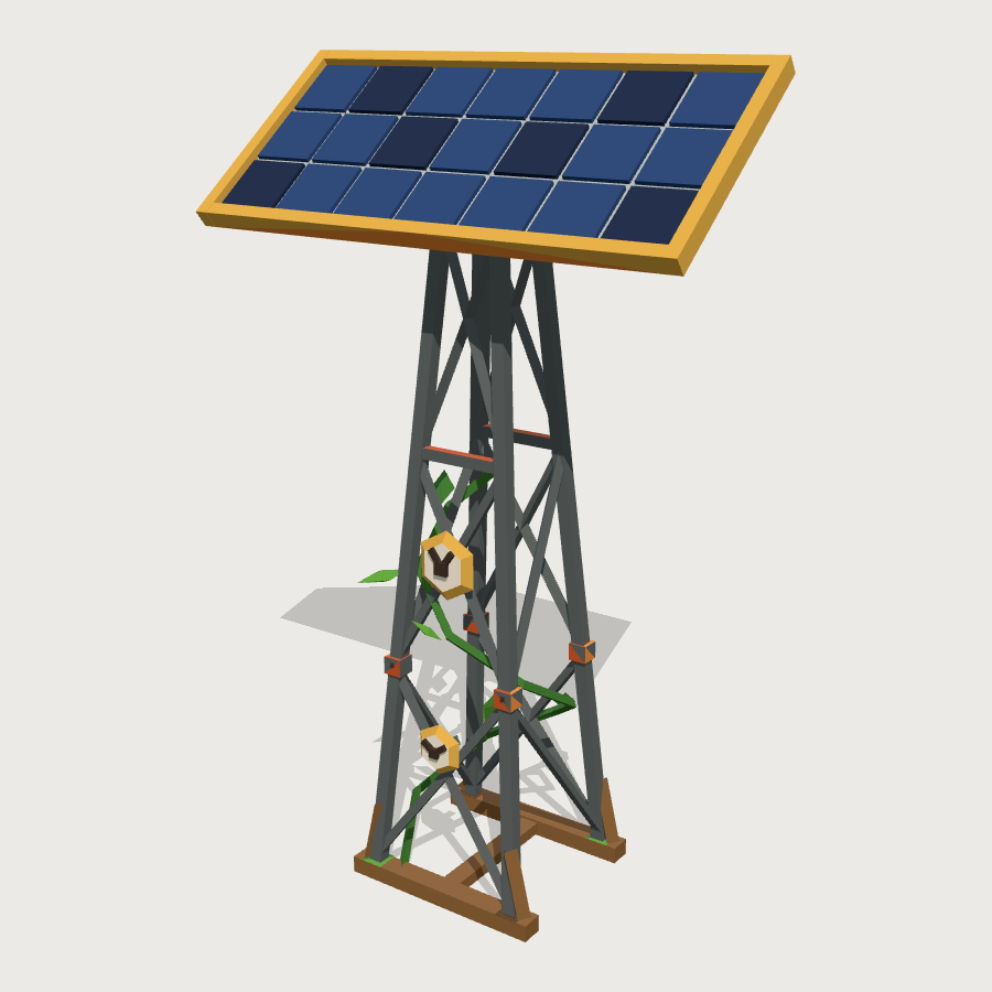 Tilting solar tracker low-poly 3D model
