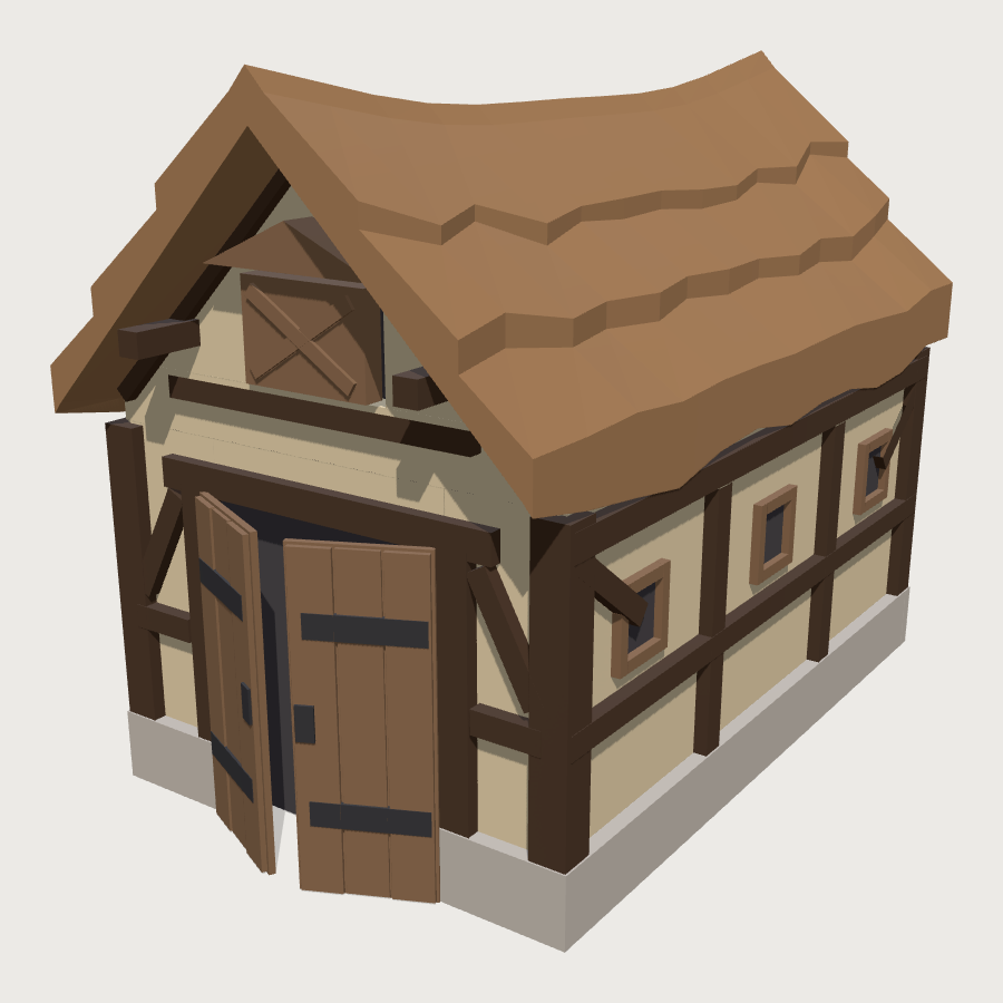 Timber Barn low-poly 3D model
