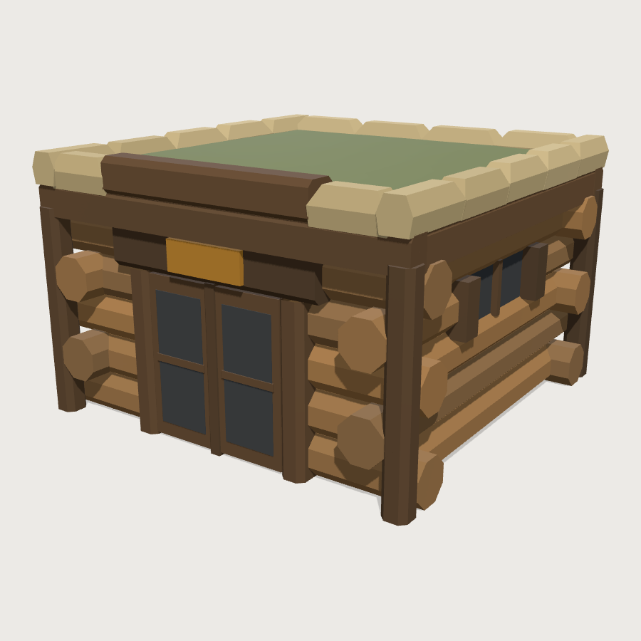 Timber Dugout Shelter low-poly 3D model