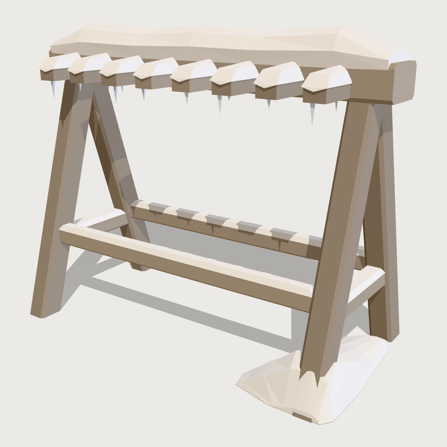 Timber Ski Rack low-poly 3D model
