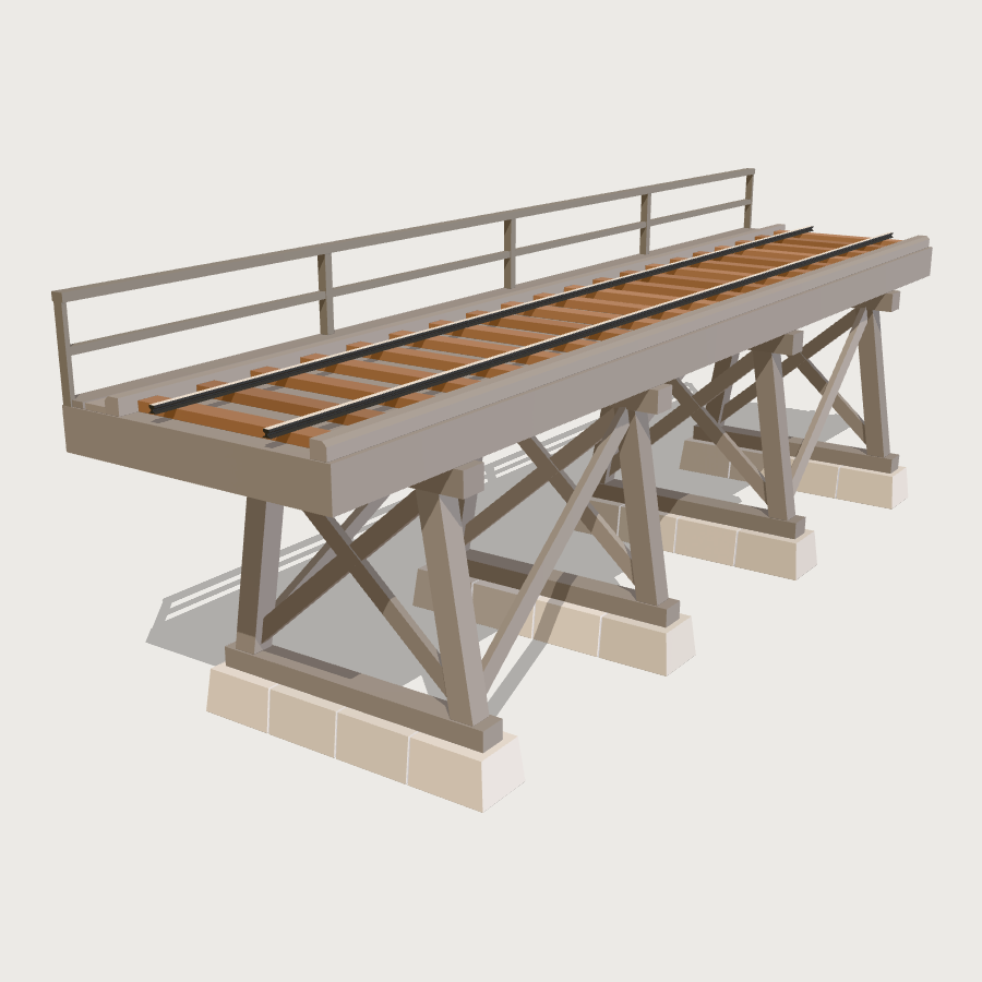 Timber Trestle Bridge low-poly 3D model