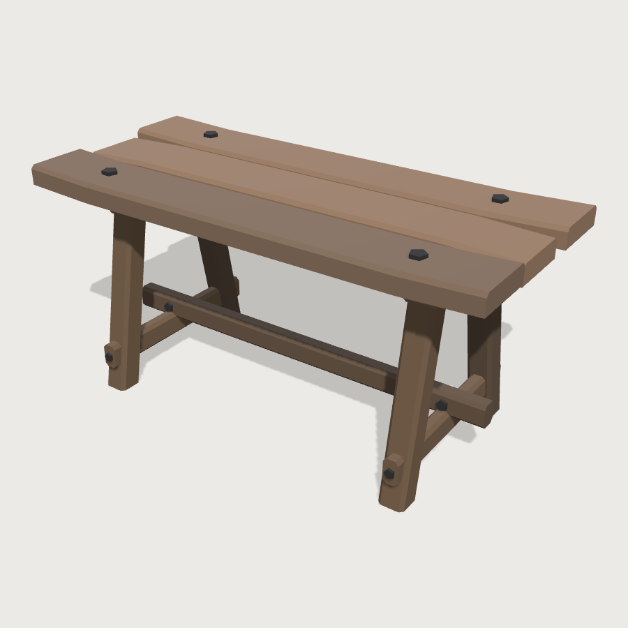 Timber Trestle Table low-poly 3D model