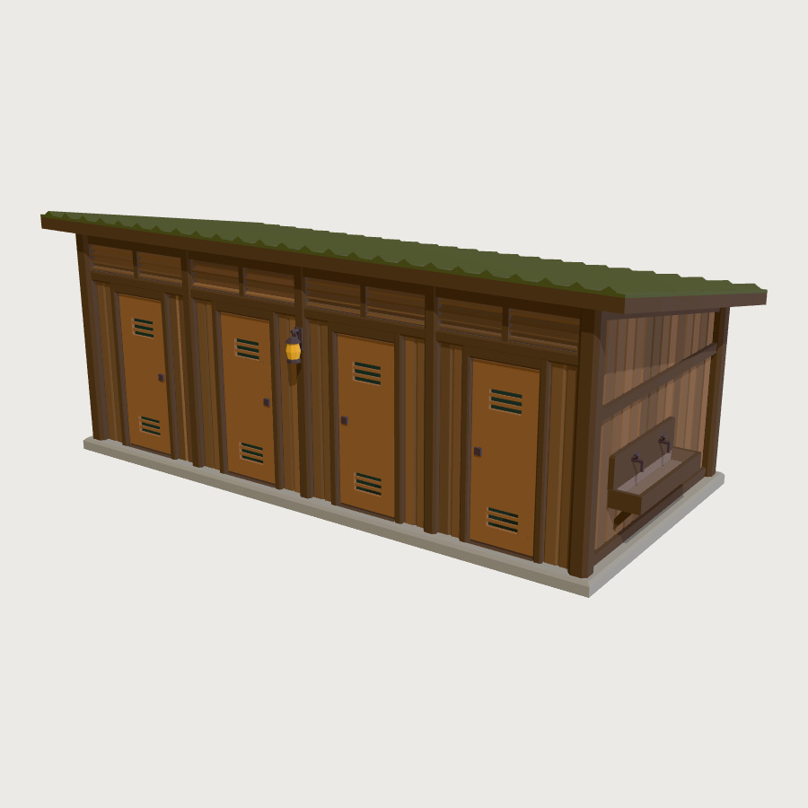Timber Wash House low-poly 3D model