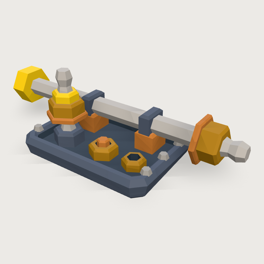 Tiny Bolt and Nut Set low-poly 3D model