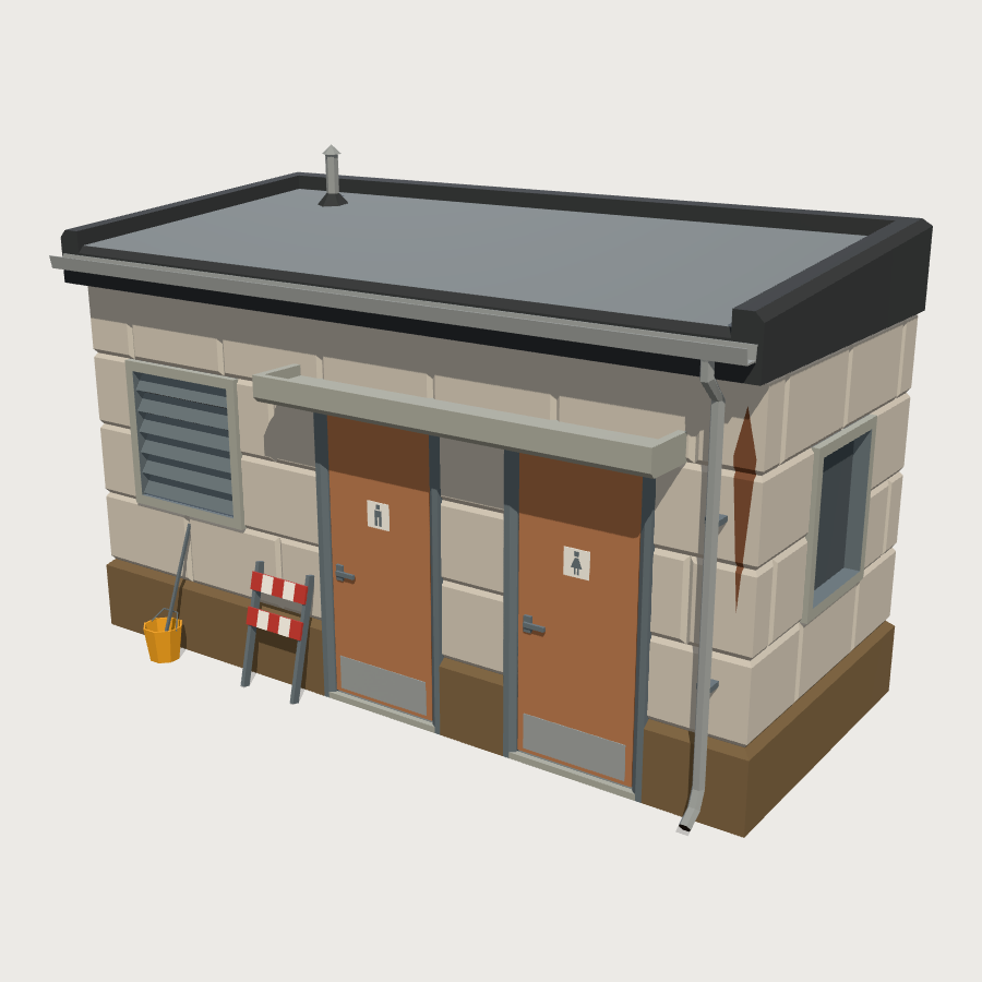Toilet Block low-poly 3D model