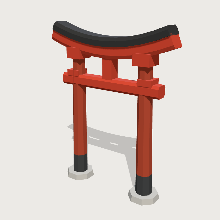 Torii Gate low-poly 3D model