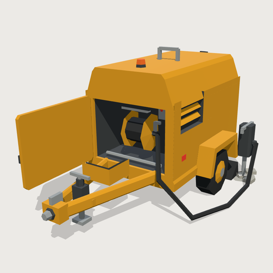 Towed Air Compressor low-poly 3D model