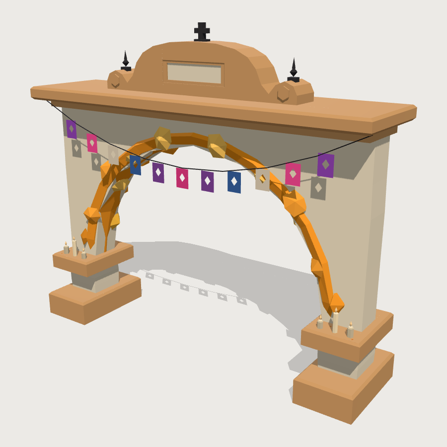 Town Welcome Arch low-poly 3D model