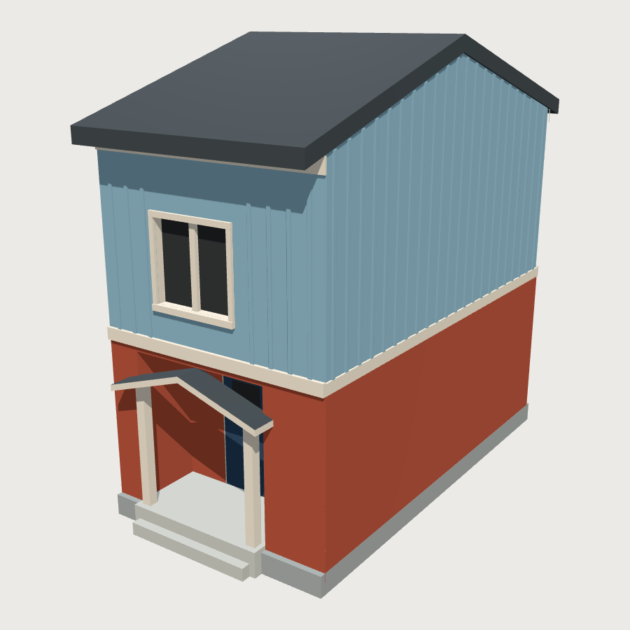 Townhouse Row Unit low-poly 3D model