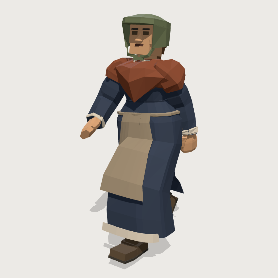 Townswoman low-poly 3D model