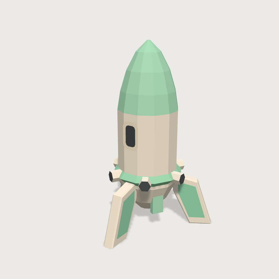 Toy Rocket low-poly 3D model