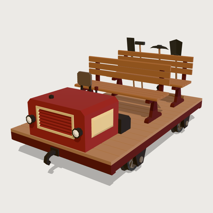 Track Maintenance Trolley low-poly 3D model
