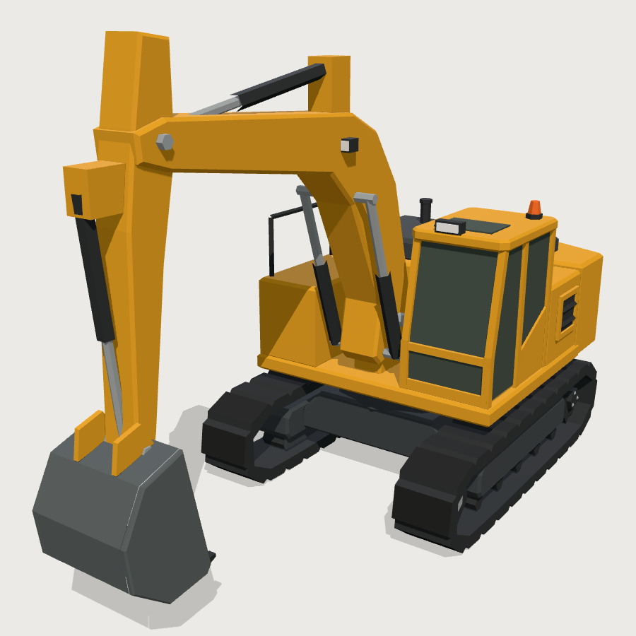 Tracked Excavator low-poly 3D model