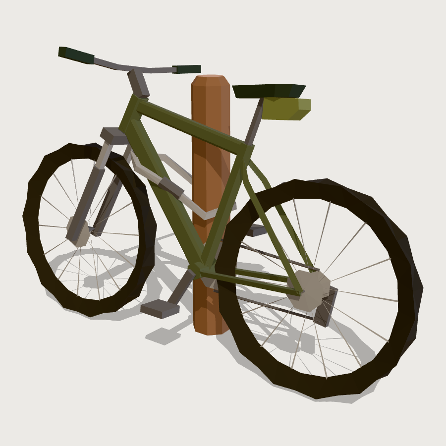 Trail Bike on a Post low-poly 3D model