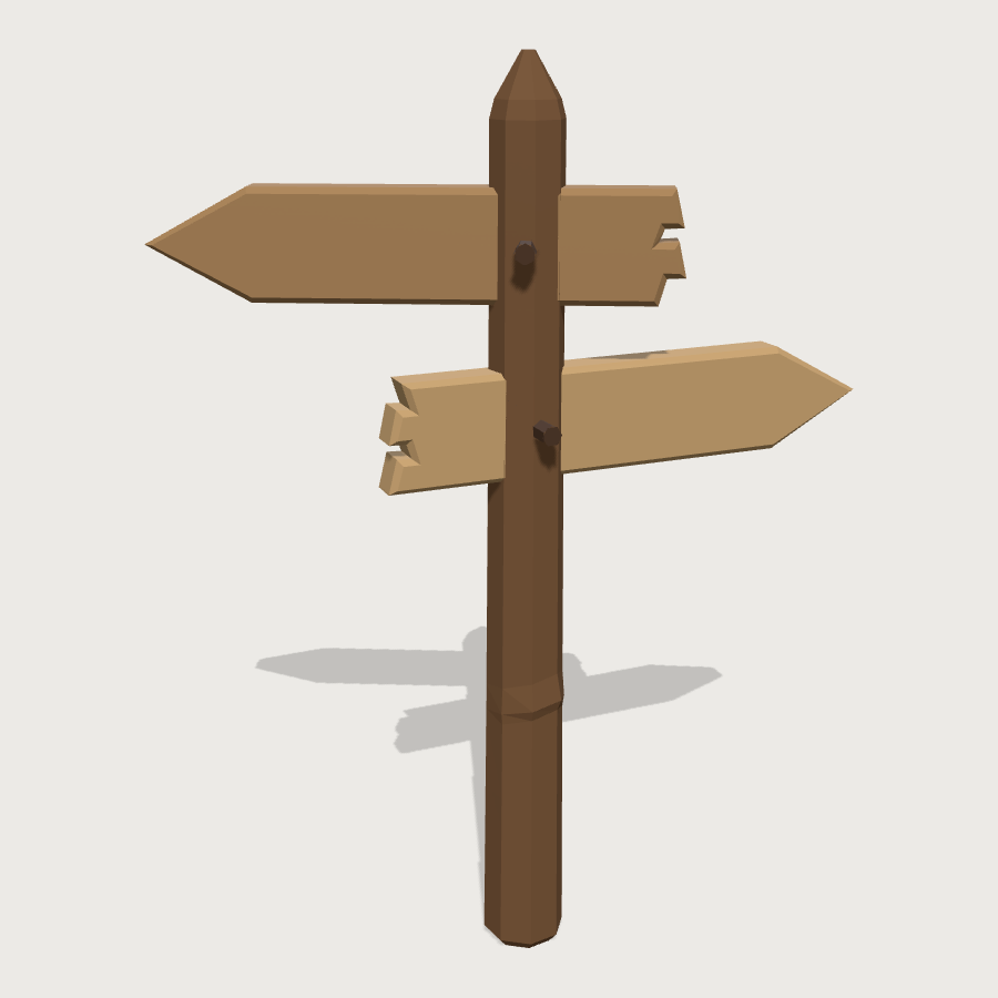 Trail Signpost low-poly 3D model