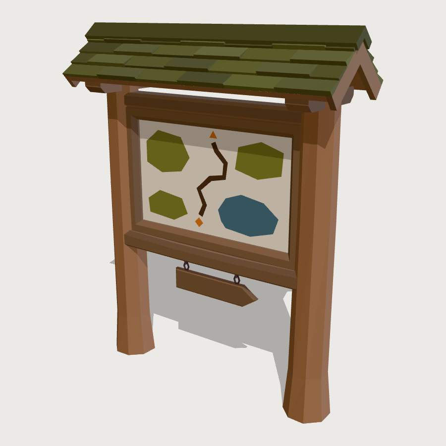 Trailhead Sign low-poly 3D model
