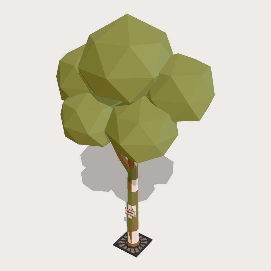Tree in Pit Grate low-poly 3D model