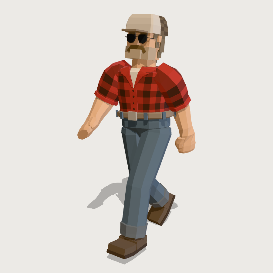 Trucker low-poly 3D model