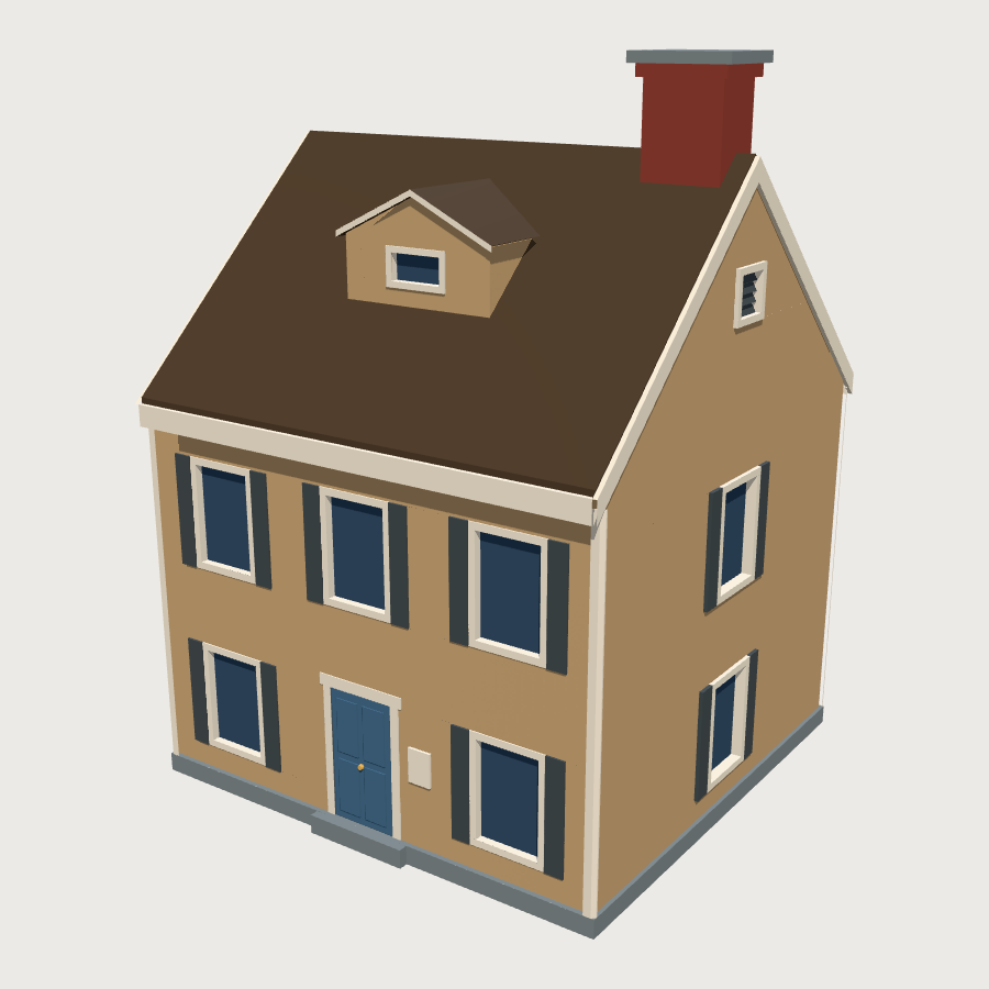 Two-Storey Family House low-poly 3D model