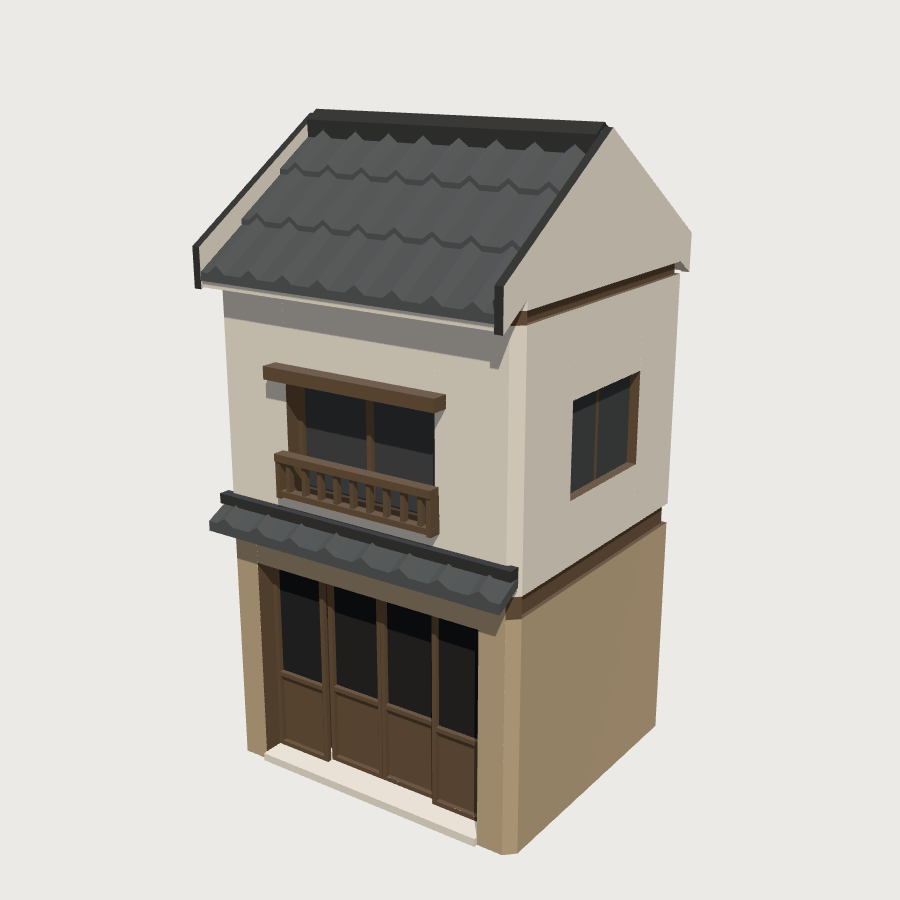 Two-Storey Shophouse low-poly 3D model