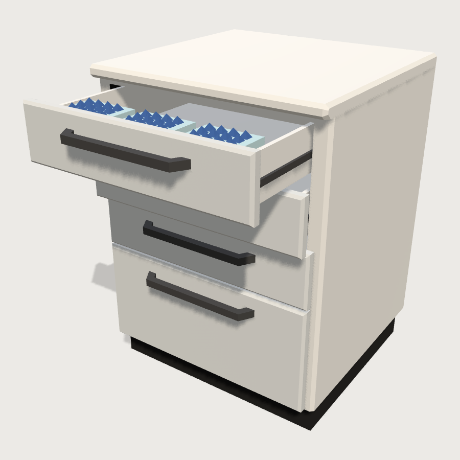 Under-Bench Drawer Cabinet low-poly 3D model