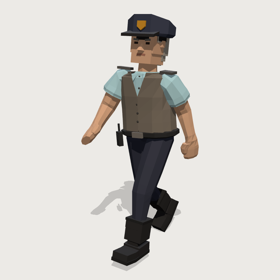 Uniformed Floor Guard low-poly 3D model