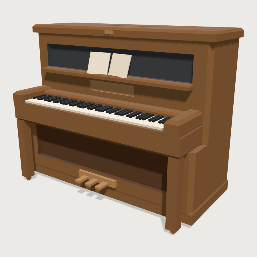 Upright Piano low-poly 3D model