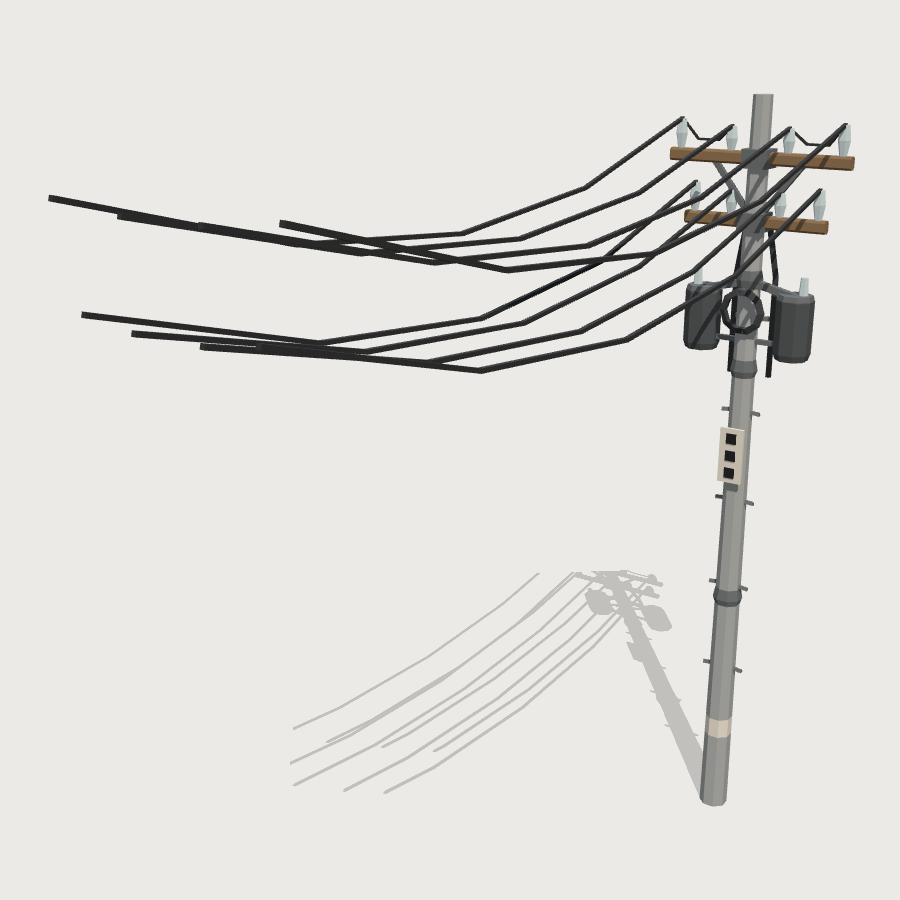Utility Pole low-poly 3D model
