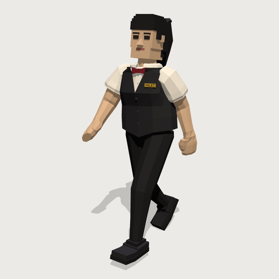 Valet Attendant low-poly 3D model